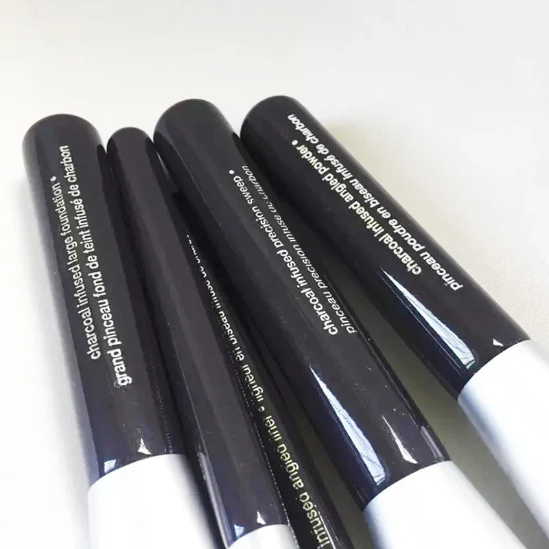 Deluxe Charcoal Antibacterial Makeup Brushes Set - 6Pcs