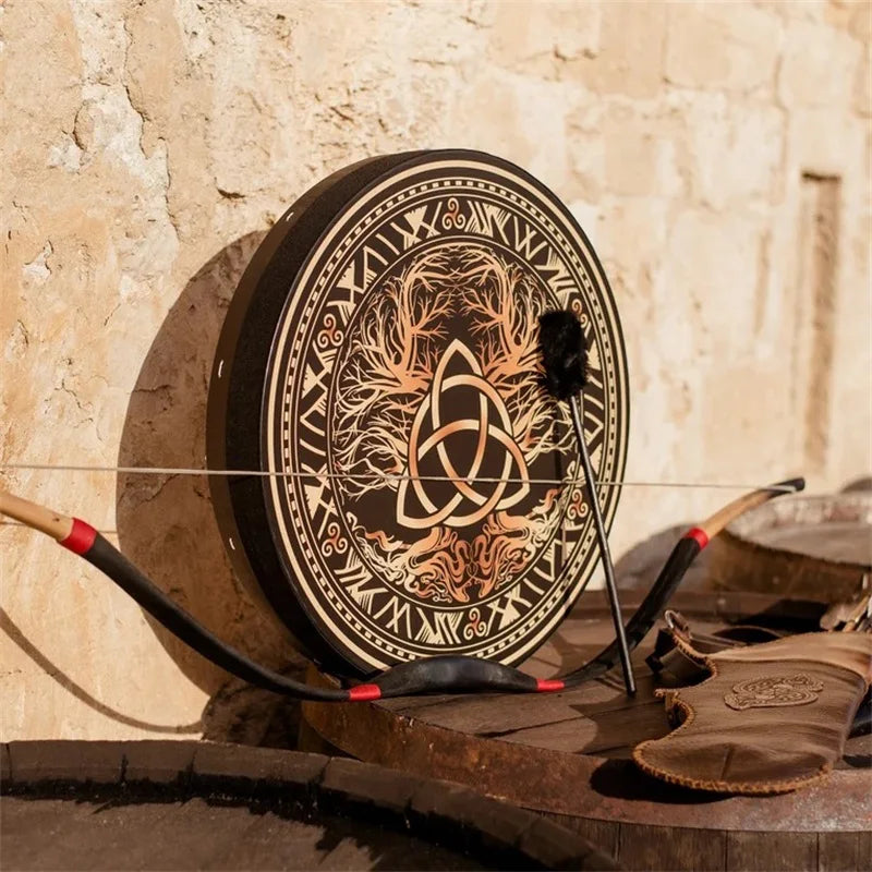 25CM Shaman Celtic Drum Vintage Pirate Musical Instrument