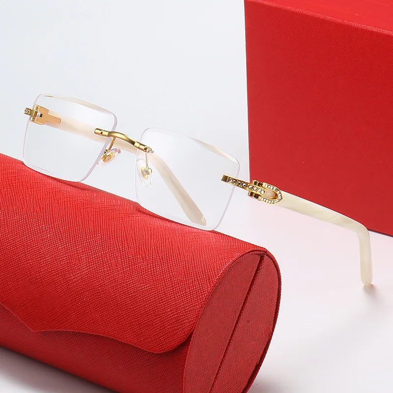 Luxury Brand Diamond Acetate Frame Square Sunglasses For
