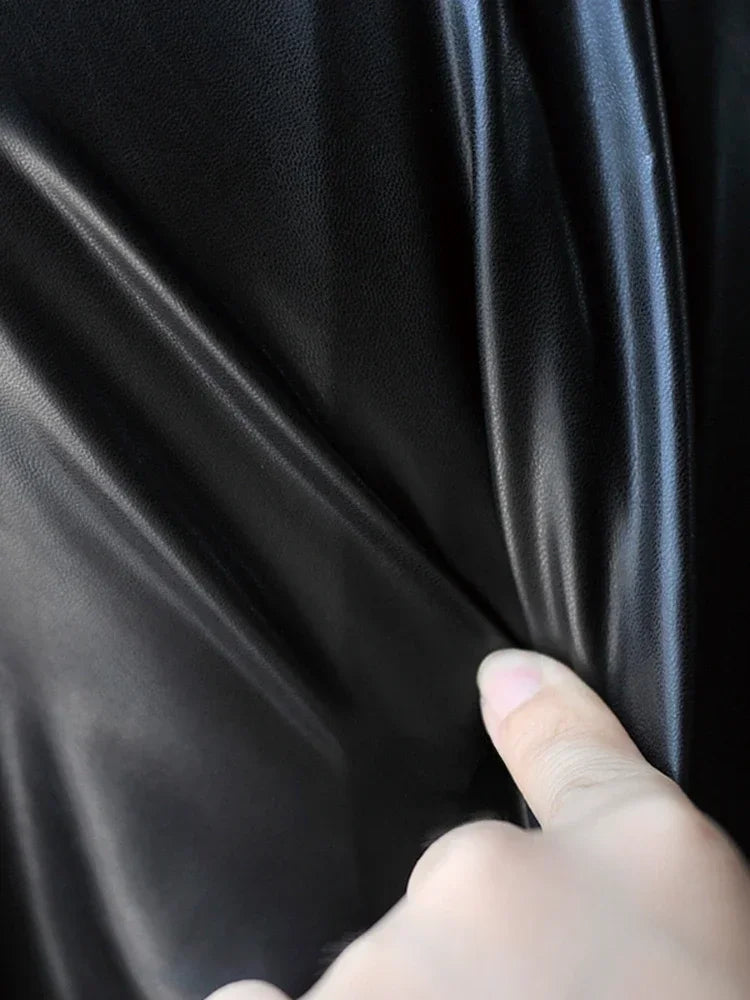 Faux Leather Fabric High Elastic Knitted Matte Four