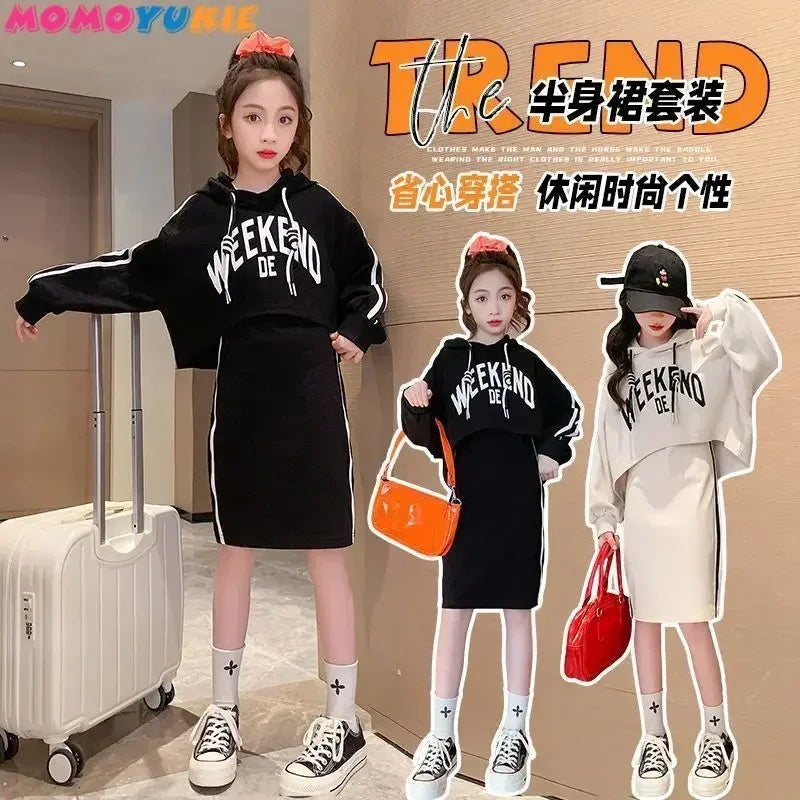 Spring Autumn Baseball Suits Children Jacket Pleated Skirt
