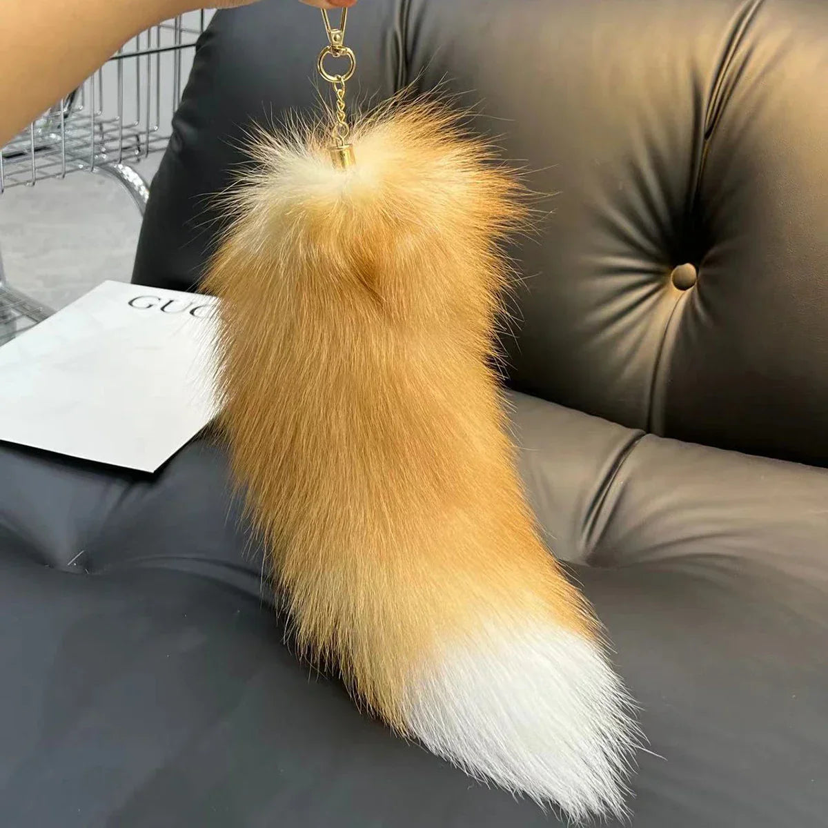 Real Fox Fur Tail Keychain Wolf Tail Fur