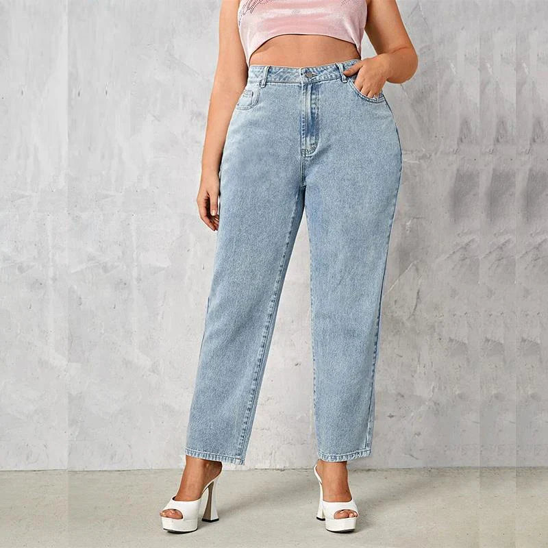 Plus Size Women Jeans Autumn Dark Blue 175cm