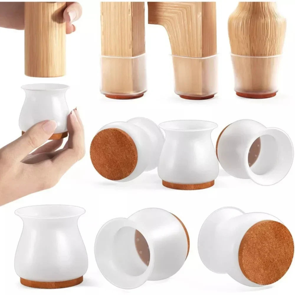 8/16pcs Silicone Table Chair Leg Caps With Felt