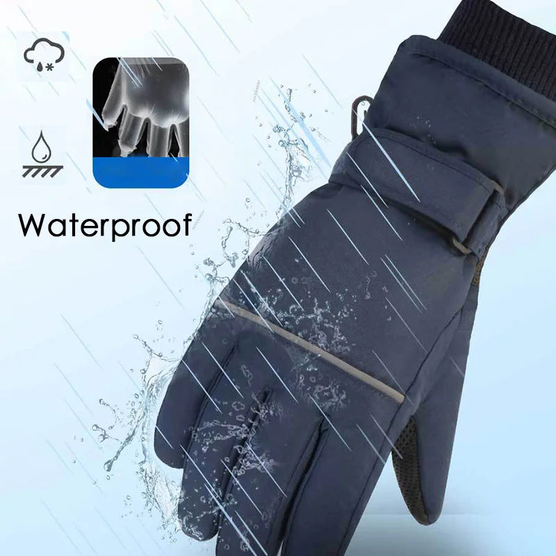 Waterproof Adult Kids Ski Gloves Thick Children Mittens