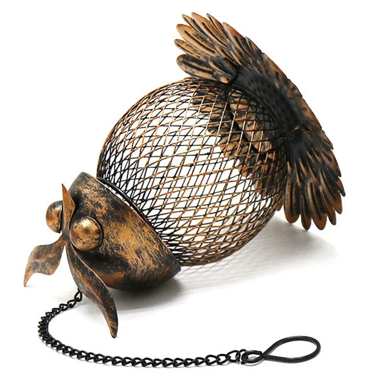 New Outdoor Hanging Wrought Iron Owl Bird Bird