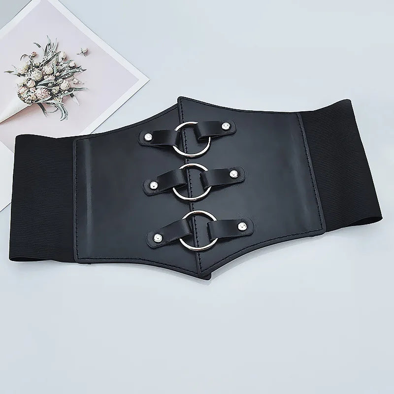 Fashion Gothic Elastic Belts for Woman Sexy Black