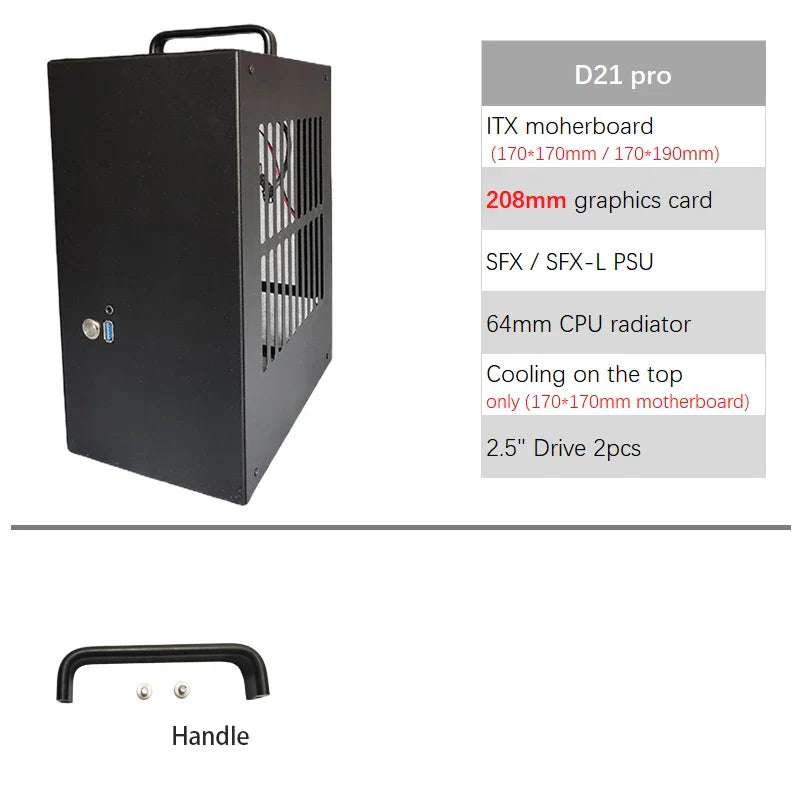 D21pro A4 Chassis 17*19cm Motherboard Mini ITX Game