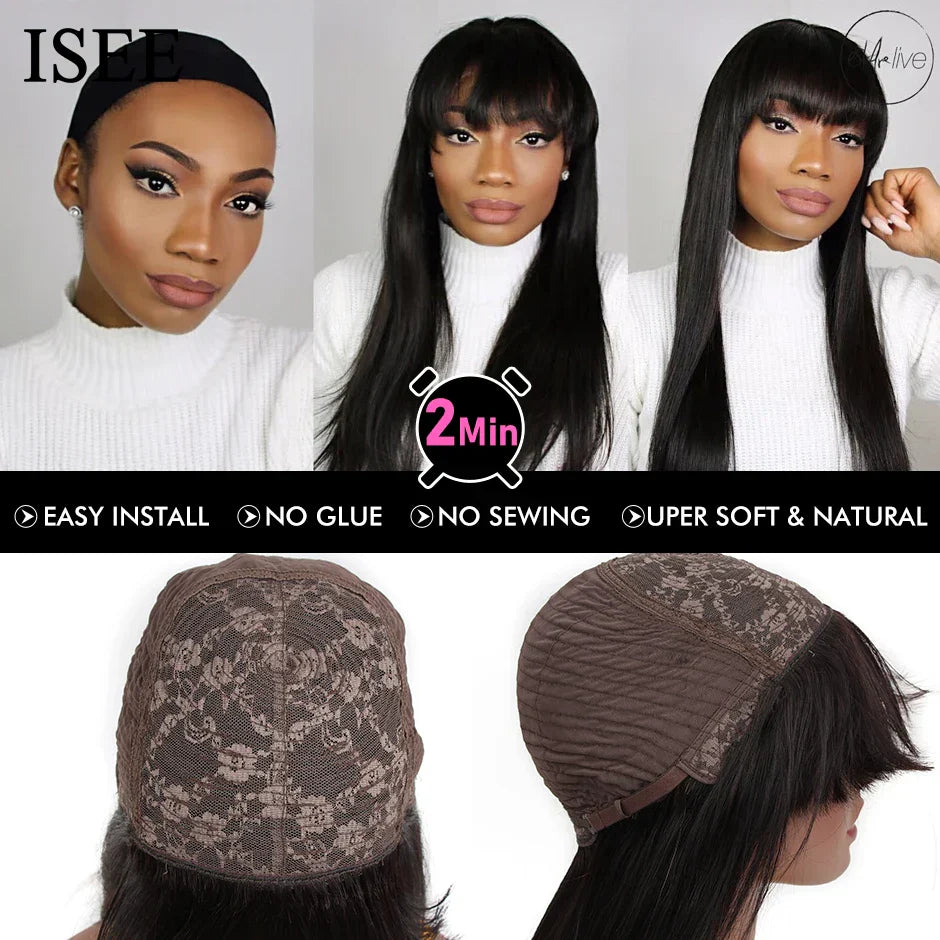 ISEEHAIR Machine Made Sew In Wig Human Hair