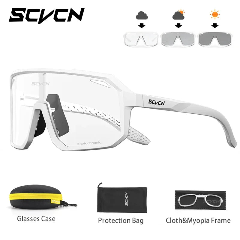 SCVCN Photochromic Men Cycling Sunglasses UV400 Sports Bicycle