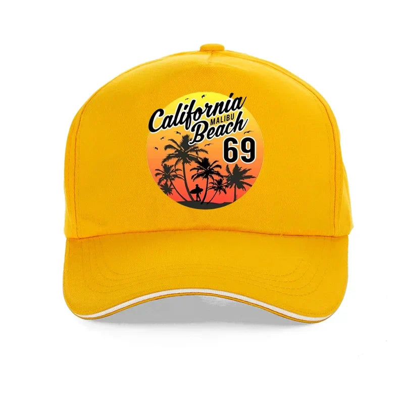 Vintage California Malibu Beach Sunhat Fashion Beach Cartoon