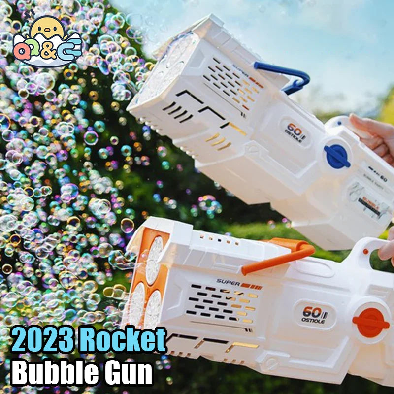 60 Holes Bubble Gun Soap Bubble Machine Electric