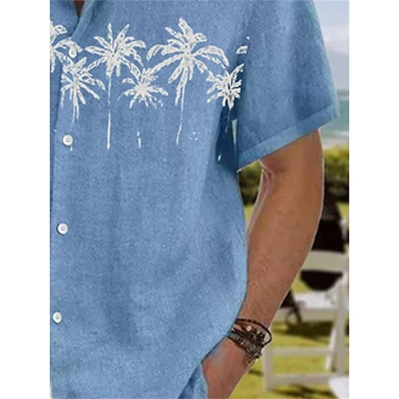 Summer 2023 men's shirt Hawaiian shirt coconut wood