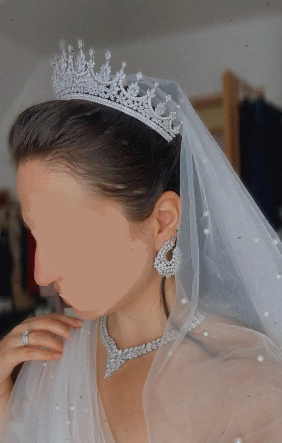 ASNORA Crystal Crown Tiara for Brides