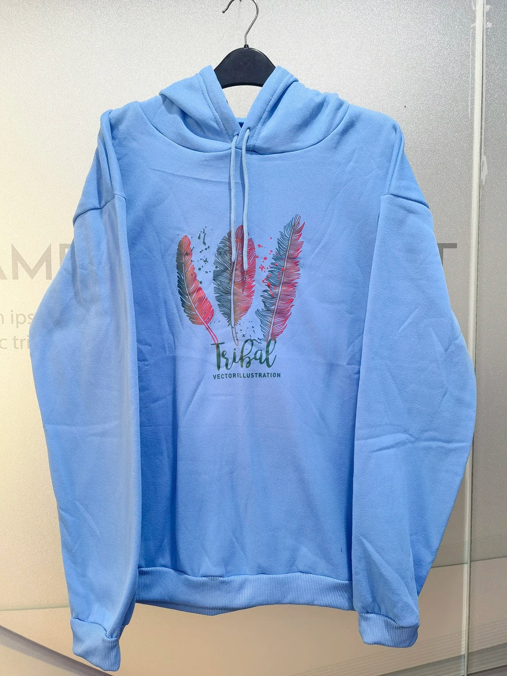 Plus Size Women Fashion Feather Printed Hoodies Autumn