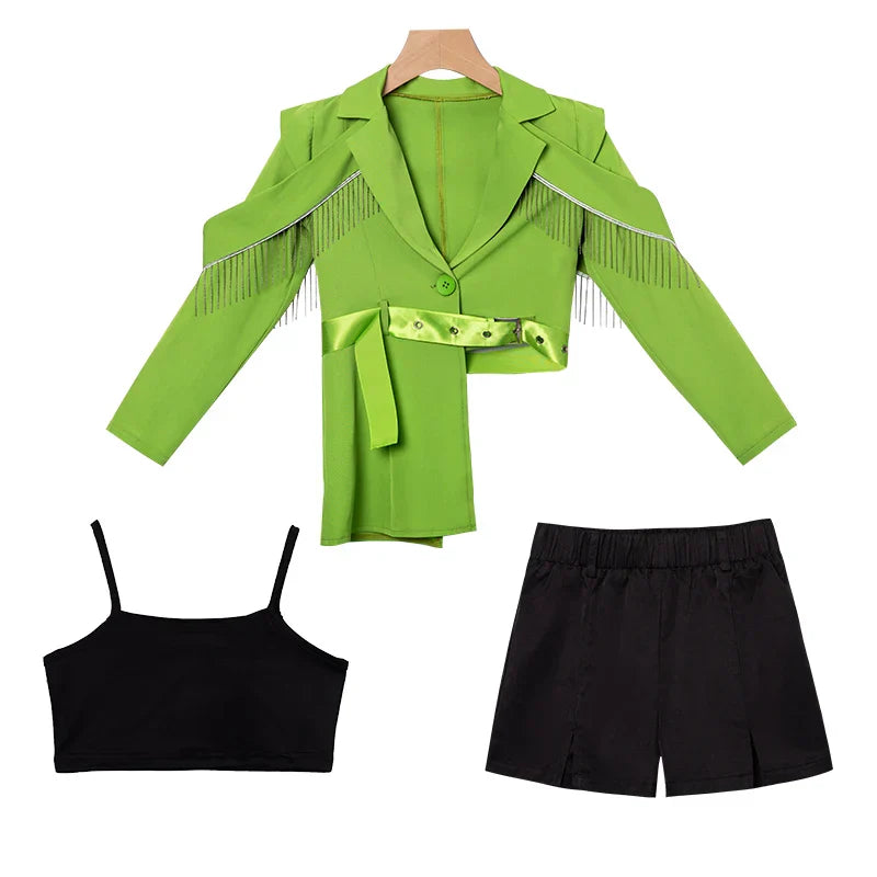 K-PoP Clothes Girls runway fashion fashion children model costume set high-end children jazz dance dress girls cool autumn