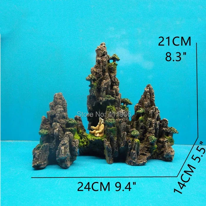Large Resin Aquarium Fish Tank Mountain View Oranment