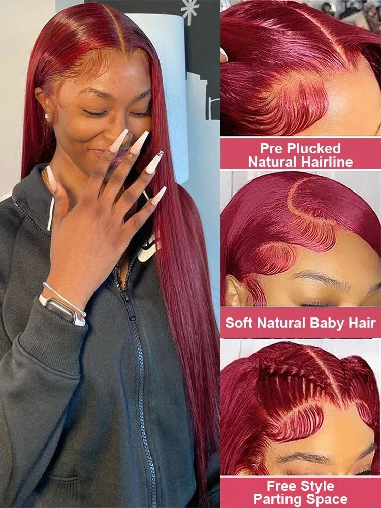 Burgundy 13x6 HD Lace Frontal Human Hair Wig