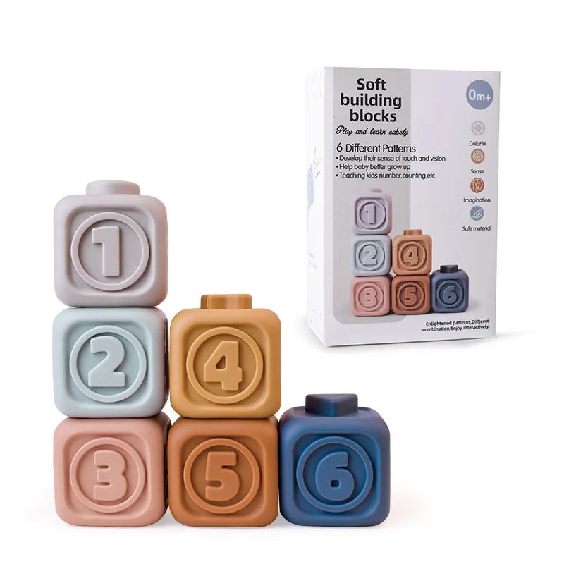 Block Toy Soft Silicone Soft Cubes Stacking Tower