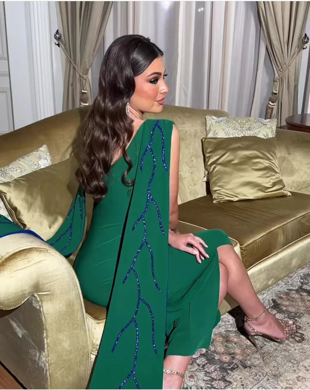 AsaNagi 2023 New Green Evening Dresses ONeck Sleeveless