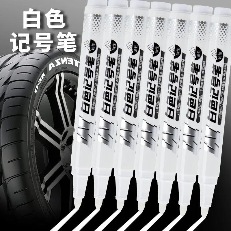 White Marker Pen No Fading Waterproof Oiliness Big