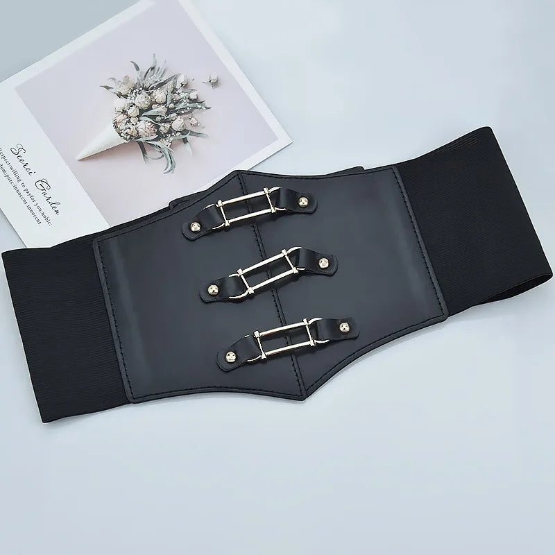 Fashion Gothic Elastic Belts for Woman Sexy Black