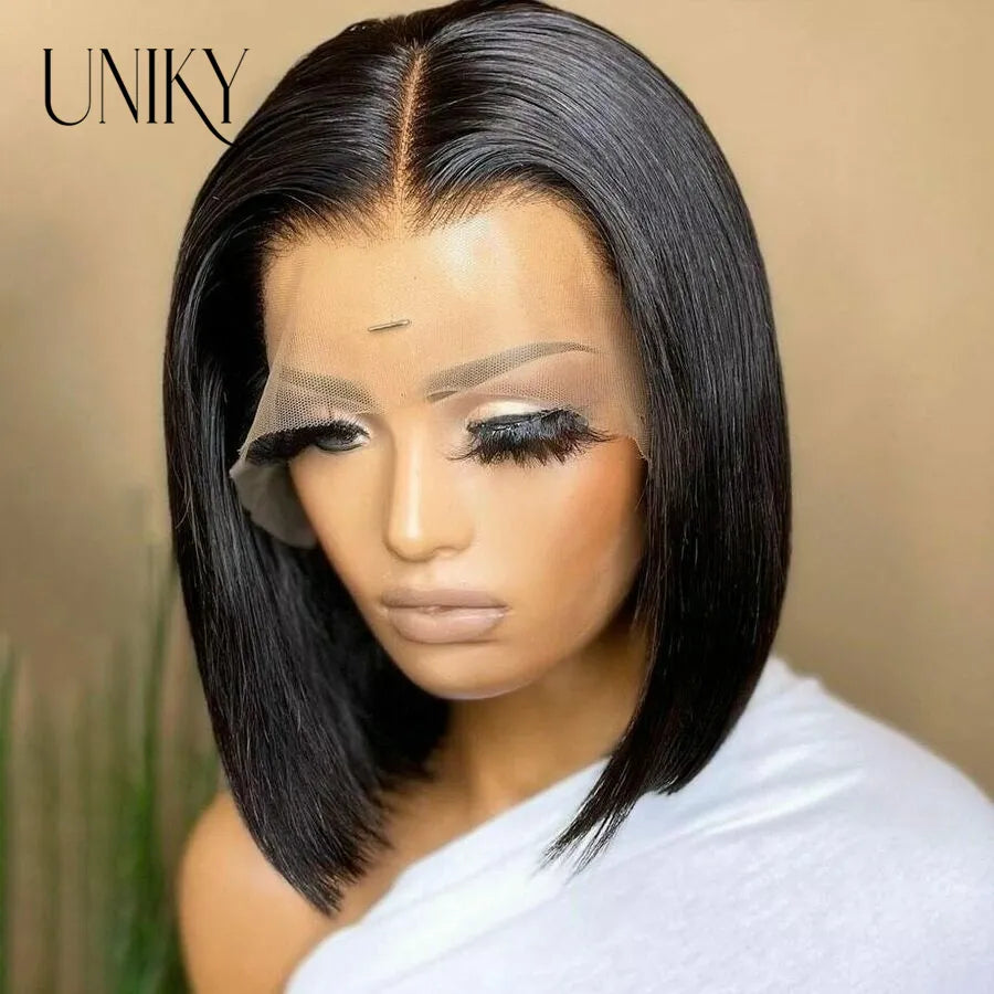 Short Straight Bob Wig 13x4 Lace Front Human
