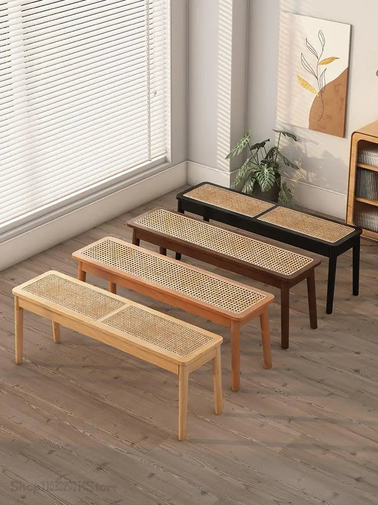 Rattan Bench Chandigarh Chair Household Solid Wood Dining