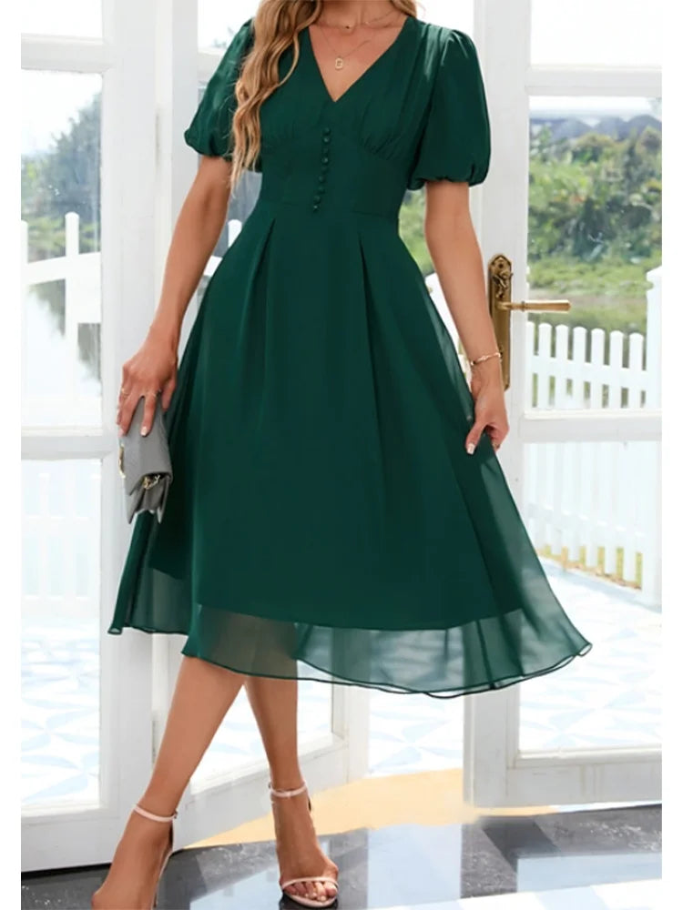 Women's Plus Size Chic Dress V-Neck Elegant A-line