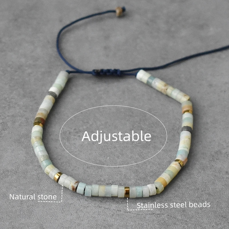 Natural Stone Beads Braied Bracelet Small Labradorite Agat