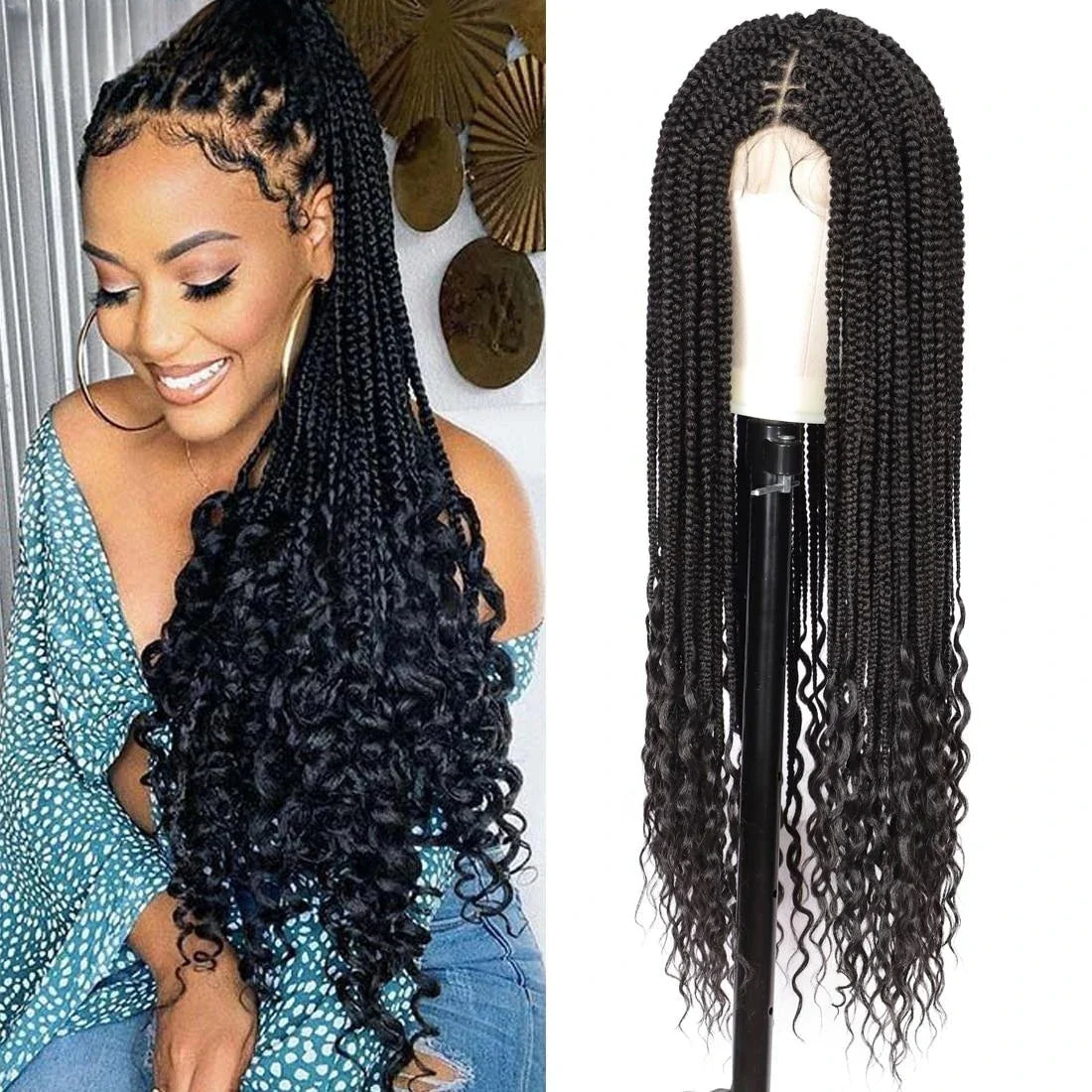 Kalyss 36" Full Double Lace Braided Wigs with