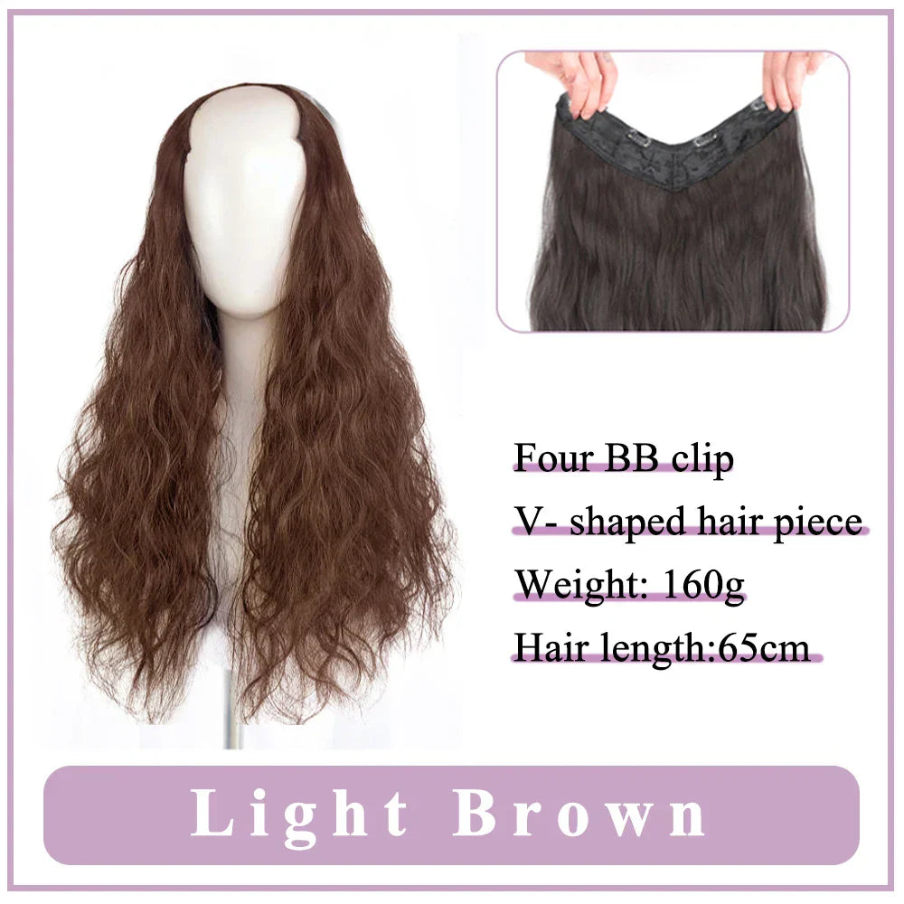 WEILAI Women's V-Shaped Long Hair Extension Synthetic Wig