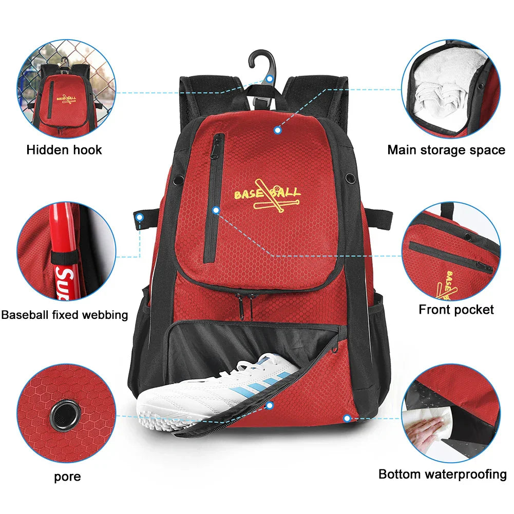 Baseball Training Backpack with Shoes Compartment Sports Equipments