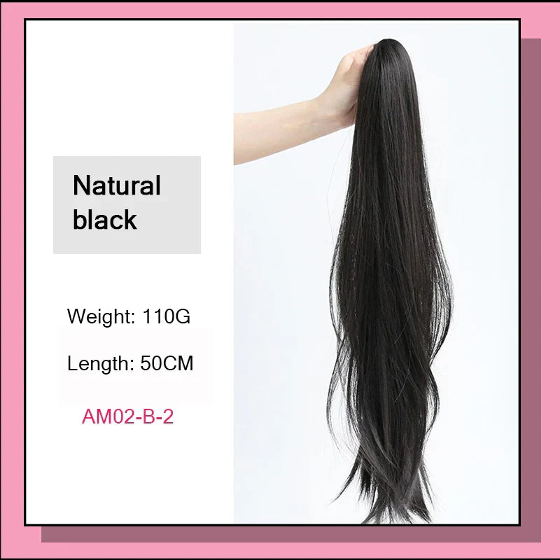 AS Long Wavy Straight Claw Clip On Ponytail