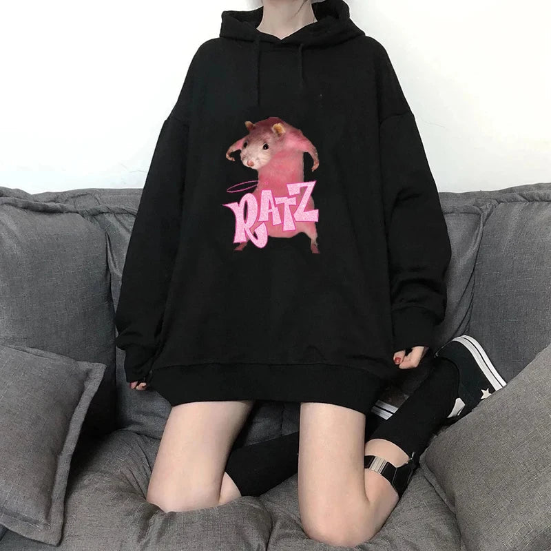 Bratz Letter Printed Plus Size Hooded Sweatshirt Men