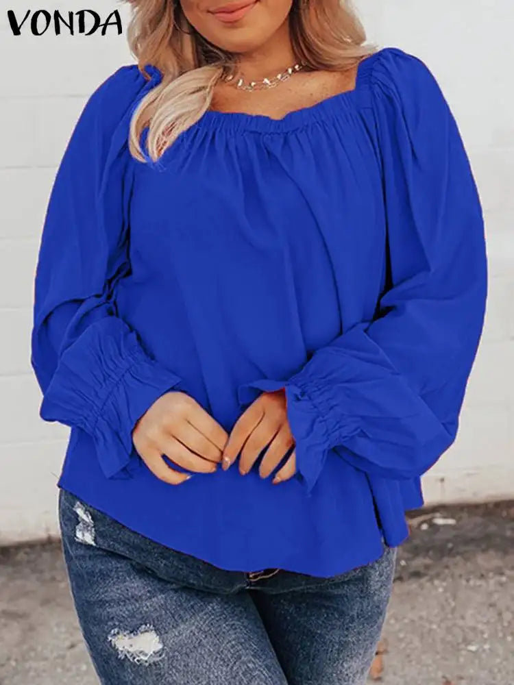 Plus Size 5XL VONDA Oversized Tops Women Fashion