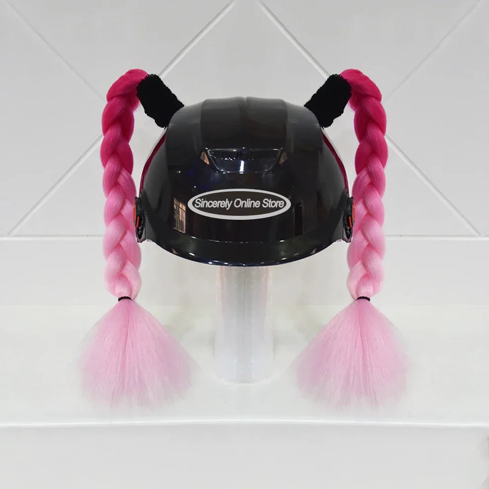 2Pcs Motorcycle Helmet Wig Braids Decoration