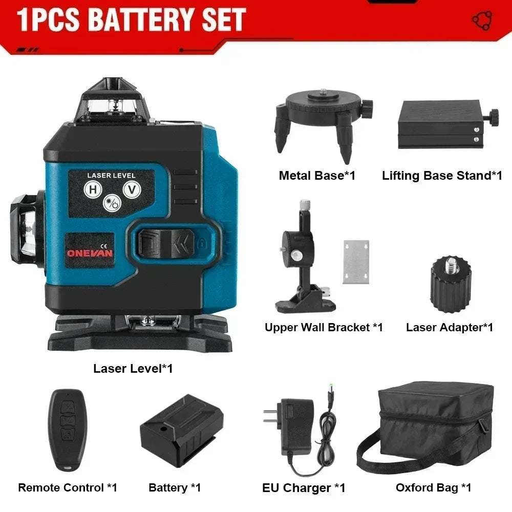 ONEVAN 4D 16 Line Laser Level 2x4000mah Battery