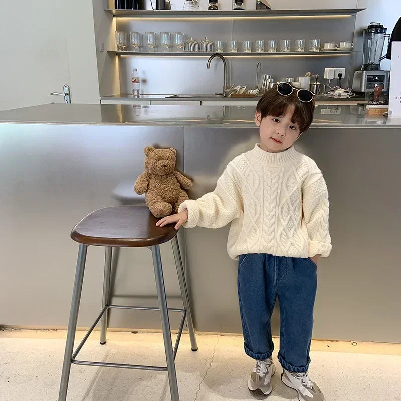 Children Winter Sweater Korean Style Baby Crewneck Top