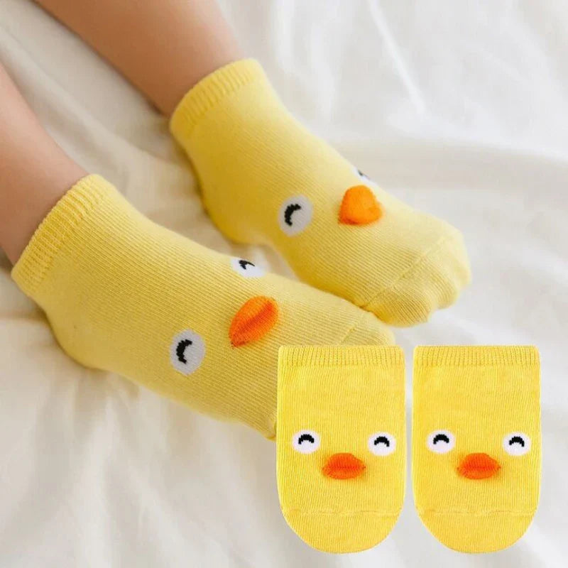 4Pairs/lot Cute Cartoon Non-slip Baby Socks Newborn Toddler