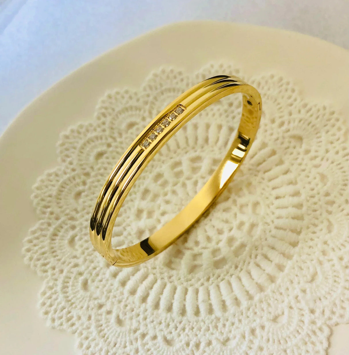 Waterproof Luxury Colorful Cubic Zirconia Bangles Stainless Steel