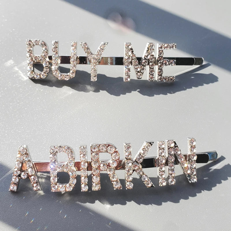 Buy Me A Birkin Rhinestone Hair Clips 2pcs/set
