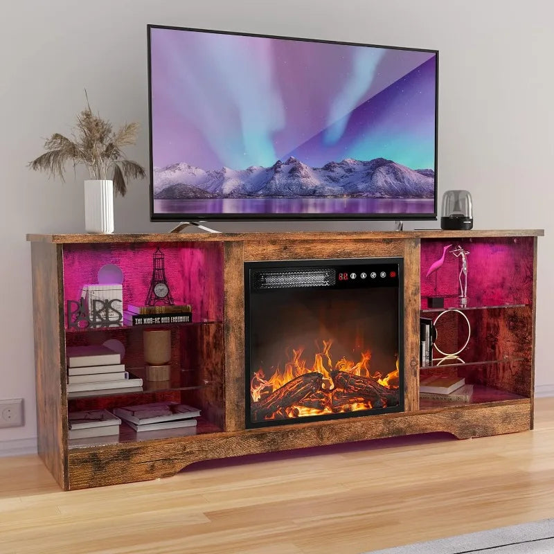 Fireplace TV Stand with 18''Fireplace, Modern Entertainment Center