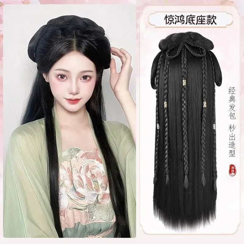 Hanfu Cosplay Wigs Women Black Anime Ancient Chinese