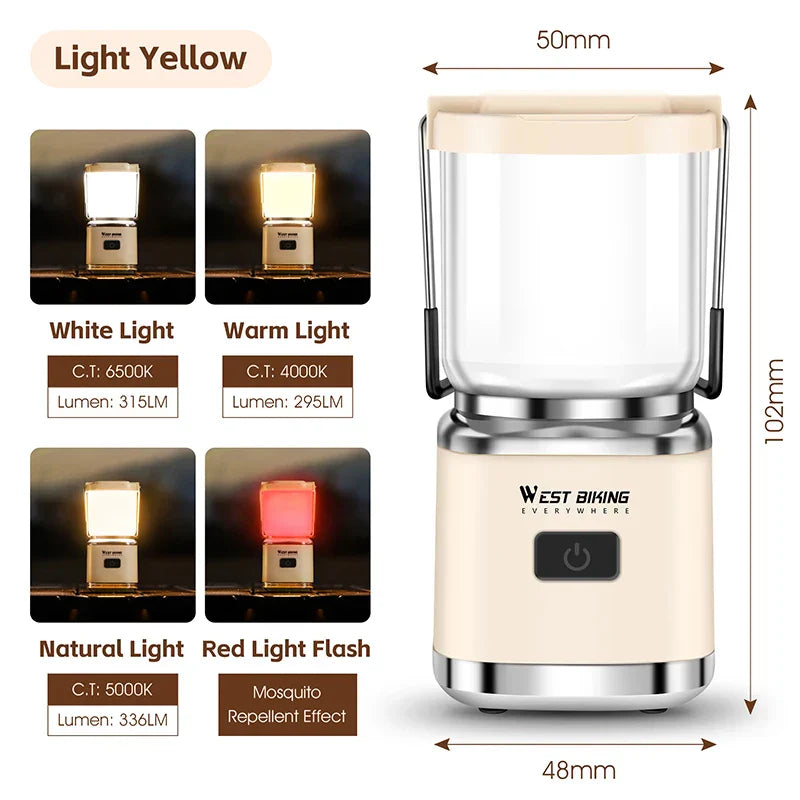 WEST BIKING Portable Camping Light with Magnetic USB