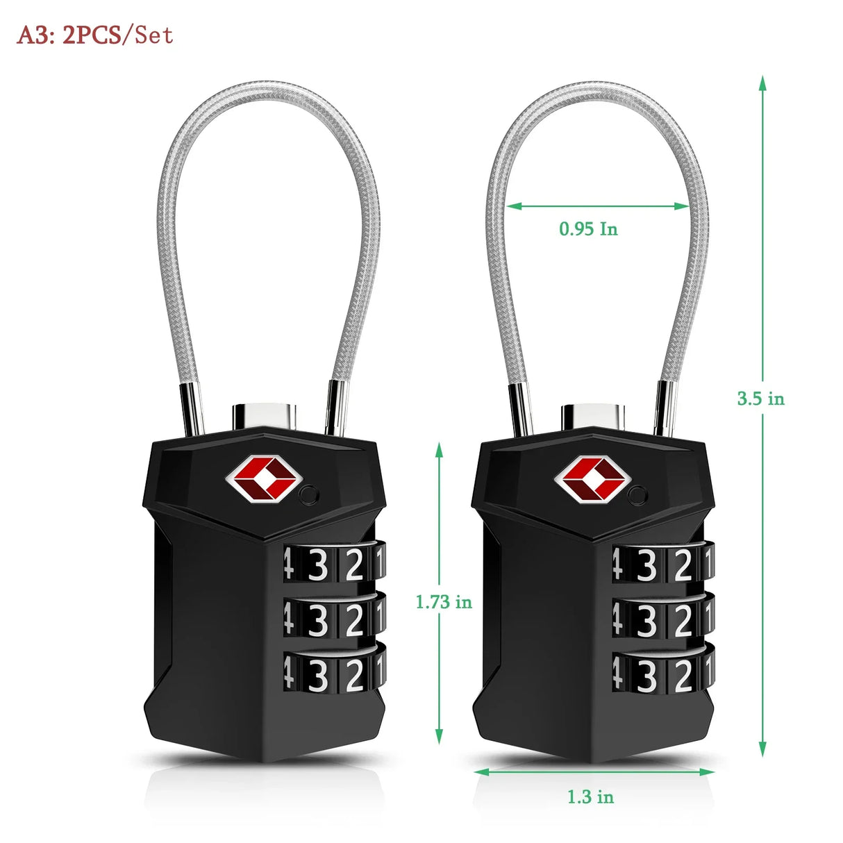 ORIA TSA Approved Luggage Padlocks 3-Digit Combination Travel