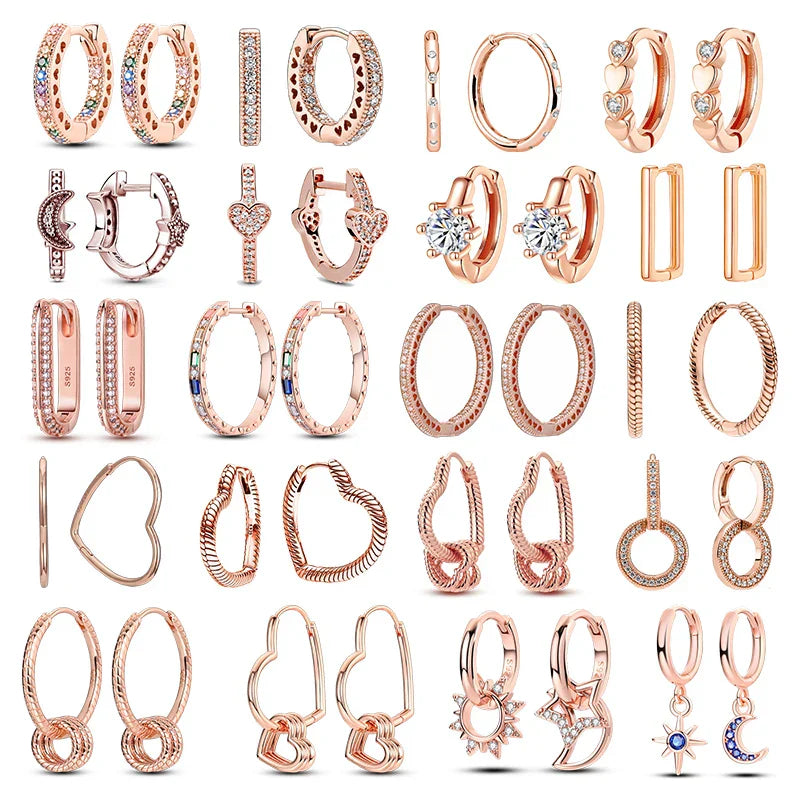 Rose Gold Hoop Earrings For Women 925 Silver