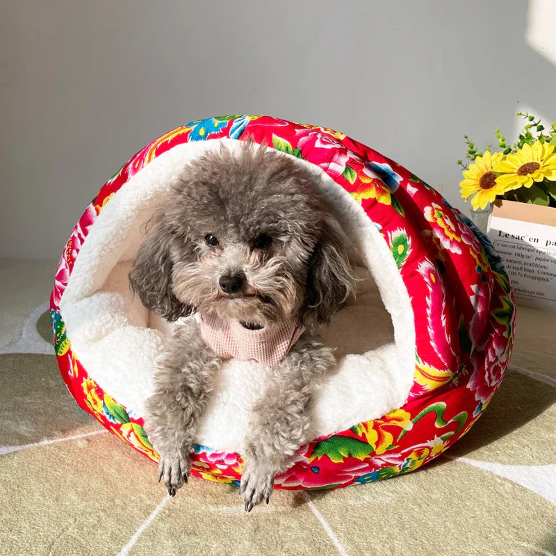 Washable Cozy Plush Pet Bed Winter Warm Flower