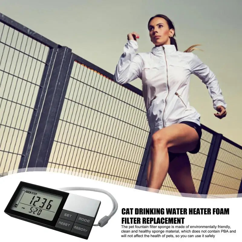 Portable Pedometer With LED Display Calorie Kilometer Counter