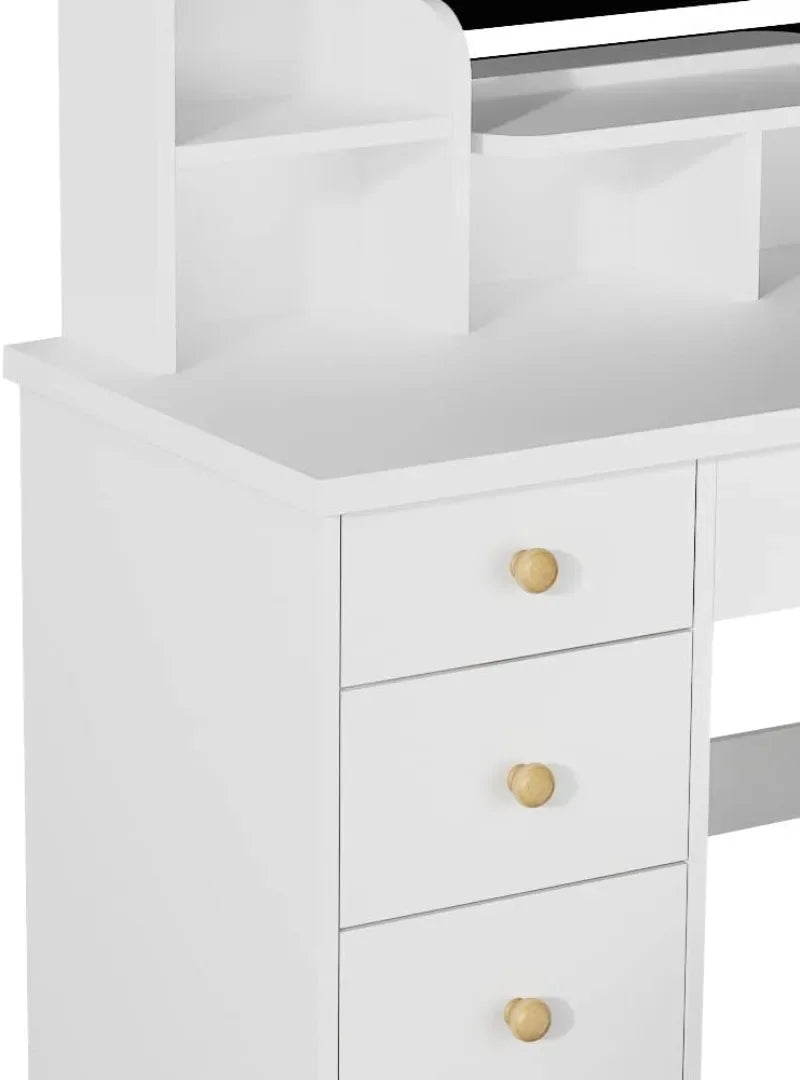 Makeup Vanity Set with Drawer and Shelf, Wood